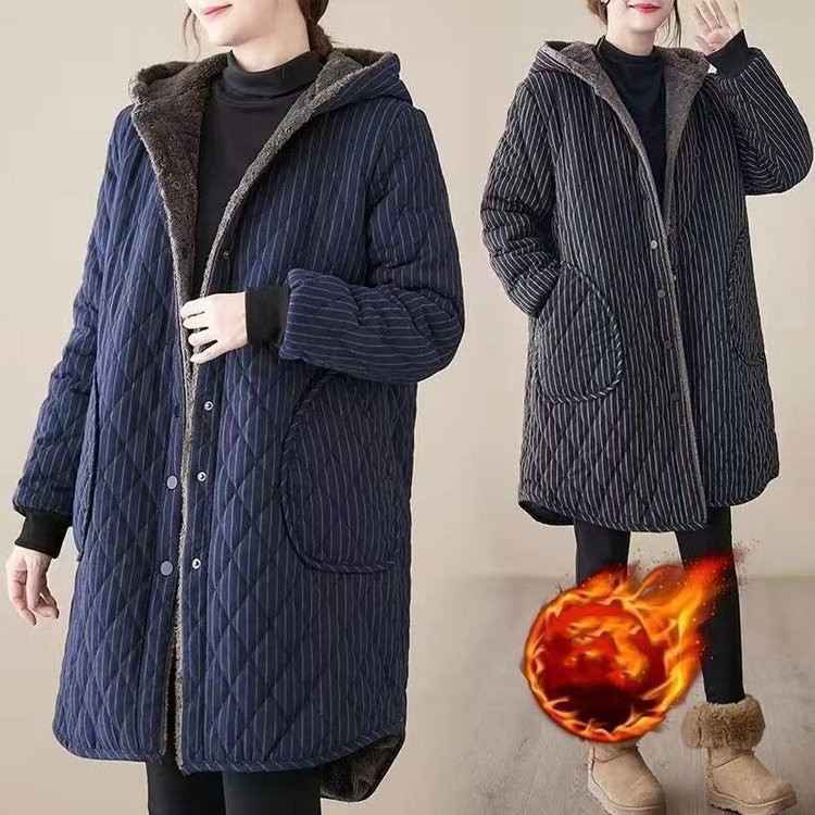 ロング中綿コート裏起毛厚コートレディース冬ロングコートアウターフード付きポッケトあり中綿体型カバー大きい