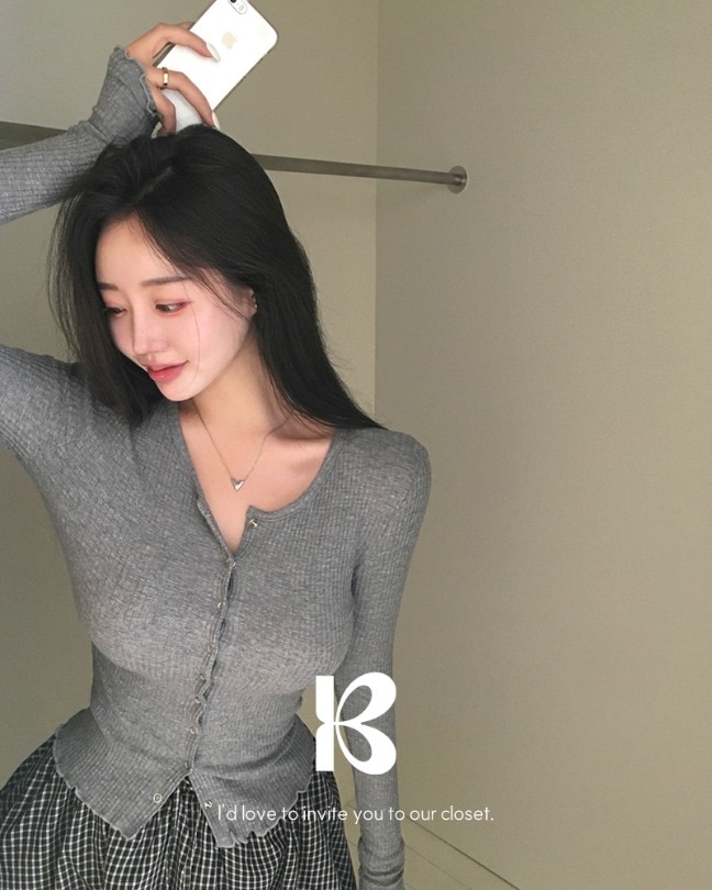 [MADE] スリム ボタンロングスリーブカーディガン cd1284