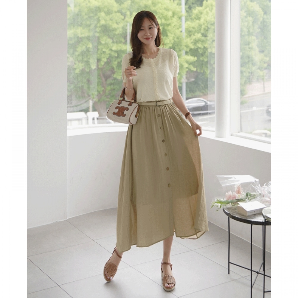 クリックアンドファニー フィルヘンリネン ボタン スカート ベルトセット
