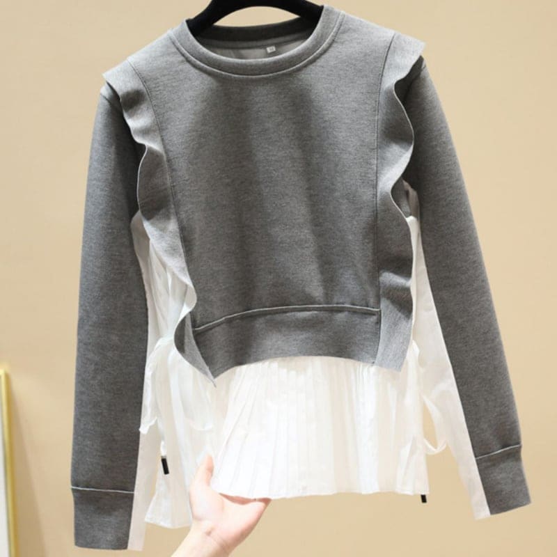 レディース トップス カットソー バイカラー レイヤード 長袖 グレー お洒落 春夏 秋冬 秋 17 5,901円
