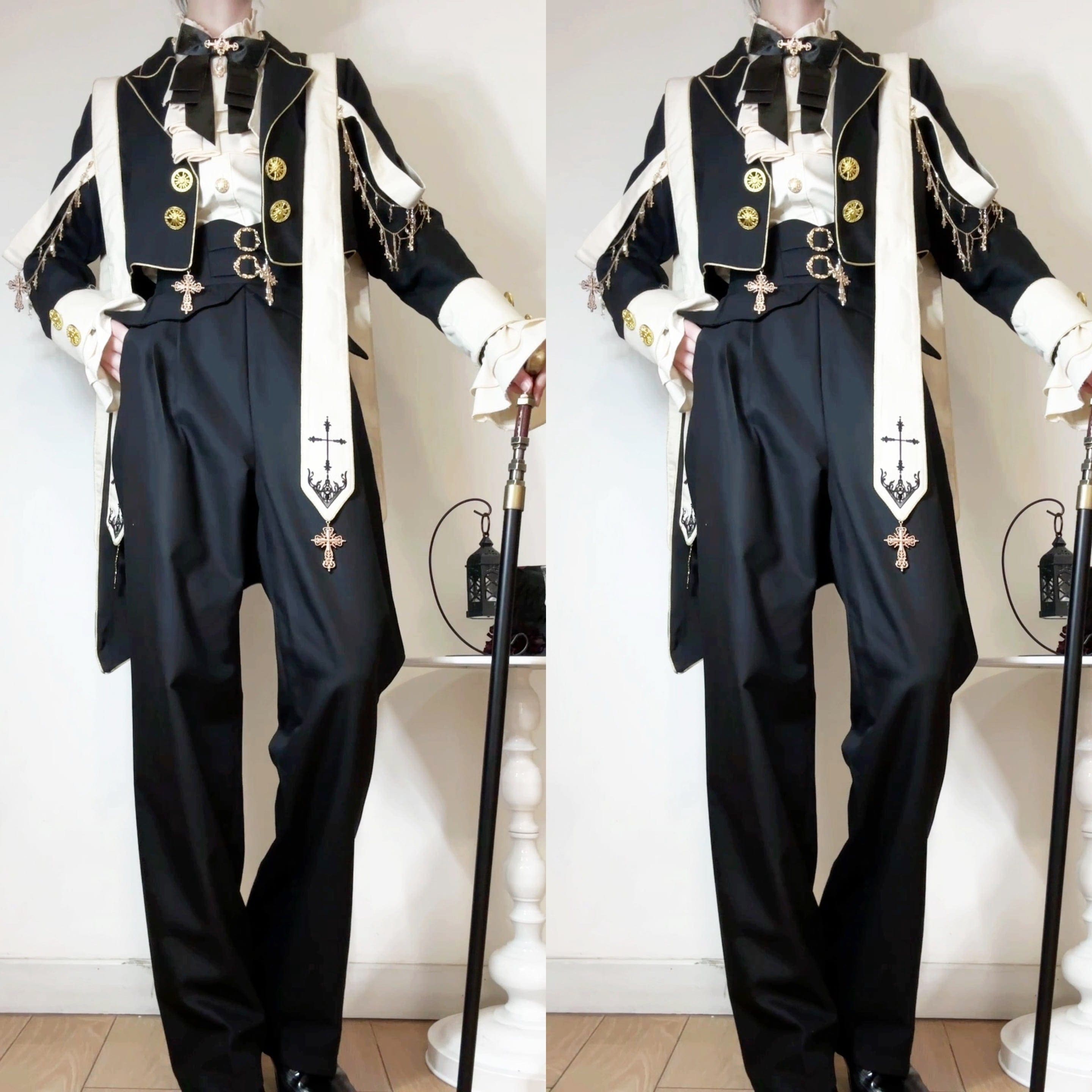 送 料 無 料正規品聖職者lolita長袖コートシャツズボンキルト衣装騎士王子系