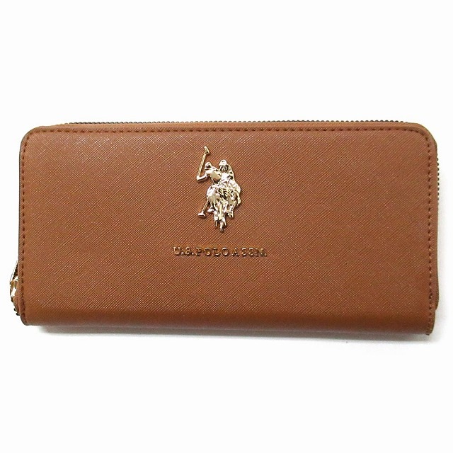 U.S. POLO ASSN. ユーエスポロアッスン ラウンドファスナー長財布 ロゴウォレット 27A353AA COGN