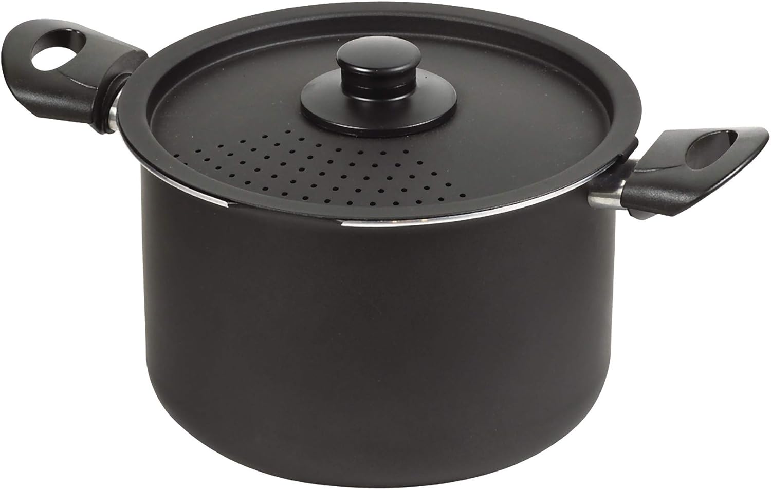 パール金属 湯切り パスタ 鍋 IH対応 ブラック 22cm フッ素加工 マルチクック そば うどん そうめん 麺に最適 HB-4918