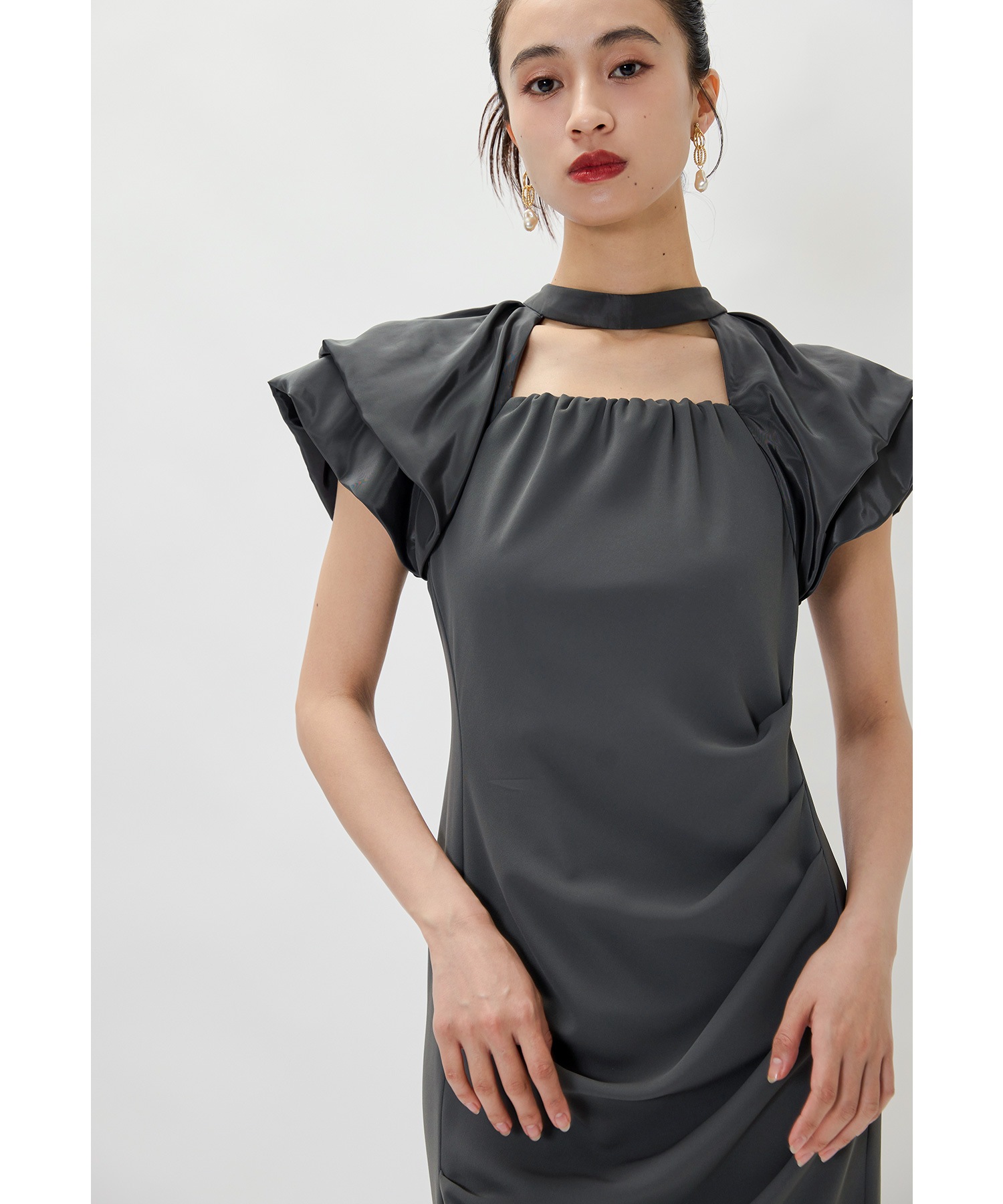 ドレープドレス パーティードレス 結婚式 バルーンスリーブ Iライン リボン タイト お呼ばれ パーティー 二次会 披露宴 謝恩会 成人式 同窓会 卒業式 デート ディナー フォーマル 13,543円