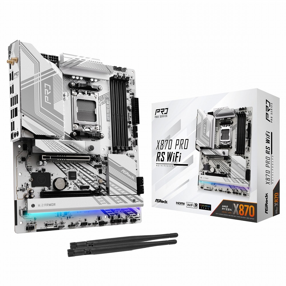 ASRock（アスロック） ASRock X870 Pro RS WiFi マザーボード（ホワイト） X870PRORSWIFI