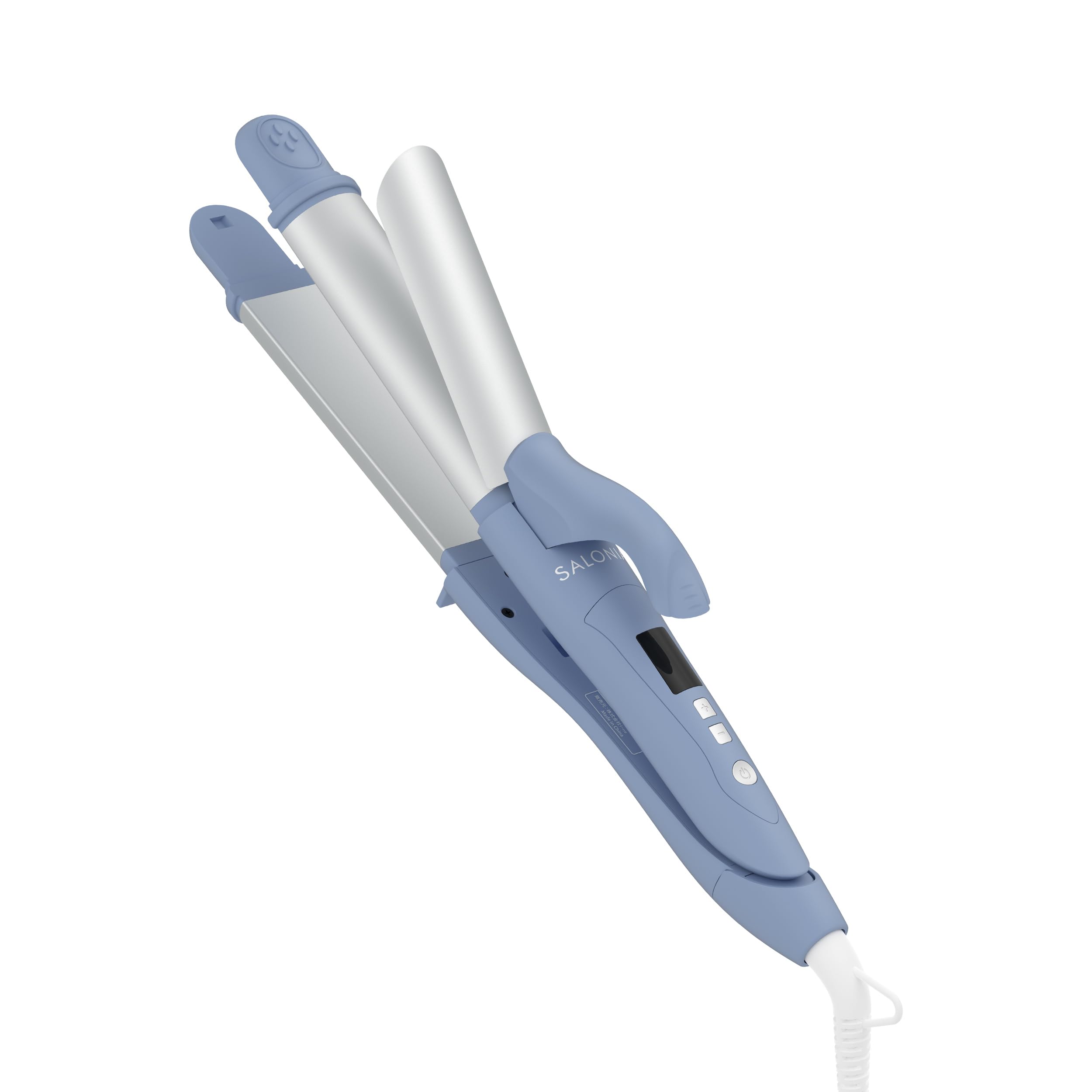 【2025年秋冬限定カラー】 SALONIA サロニア 2WAY ストレート カール ヘアアイロン コテ 32mm SAL24115BL サイレント サックスブルー