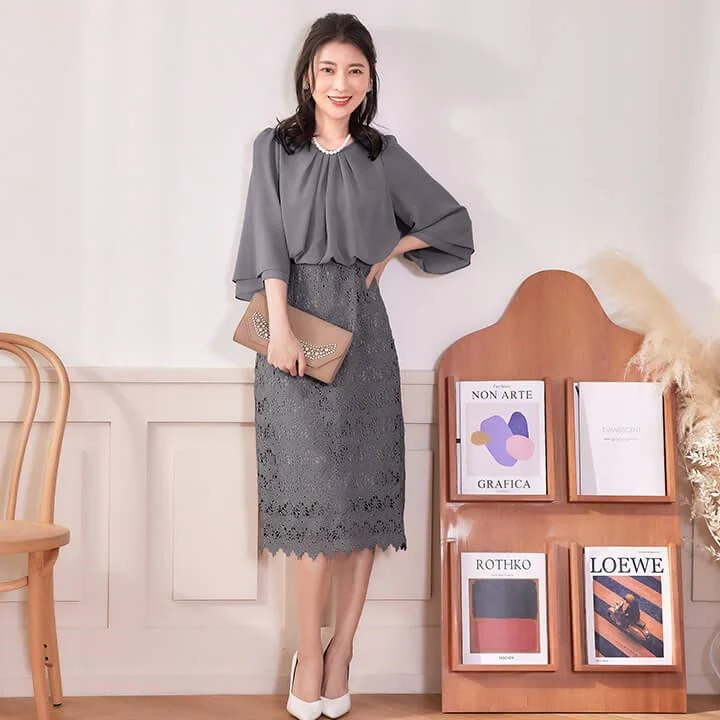 パーティードレス 結婚式 ワンピース ロング丈 大きいサイズ お呼ばれドレス 袖あり ドレス パーティドレス タイト 結婚式ドレス
