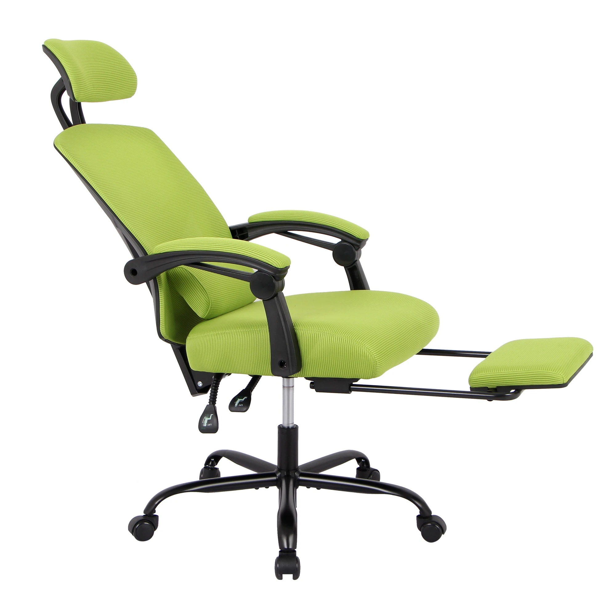 【国内発送,送料無料】【新品登場】オフィスチェア 事務所チェア リクライニング機能 足載せ付き ロッキング機能 メッシュタイプ【 グリーン】