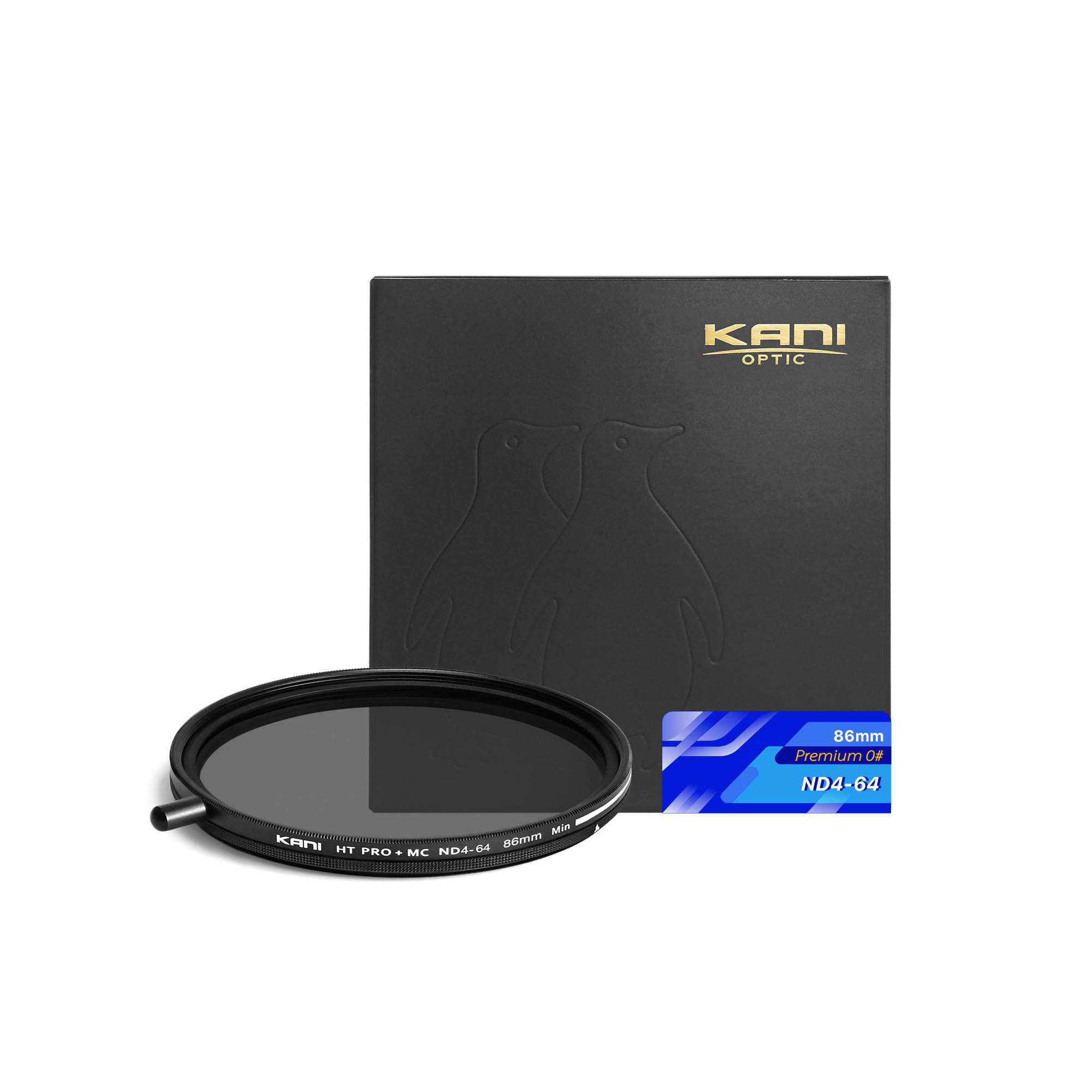 KANI 86mm 可変NDフィルター ZeroSharpシリーズ Premium ND4-64 減光効果2～6絞り分 色再現性改善 着脱式調整用ノブ付 高濃度時X状ムラ抑制 低反射 撥水 撥油 防汚