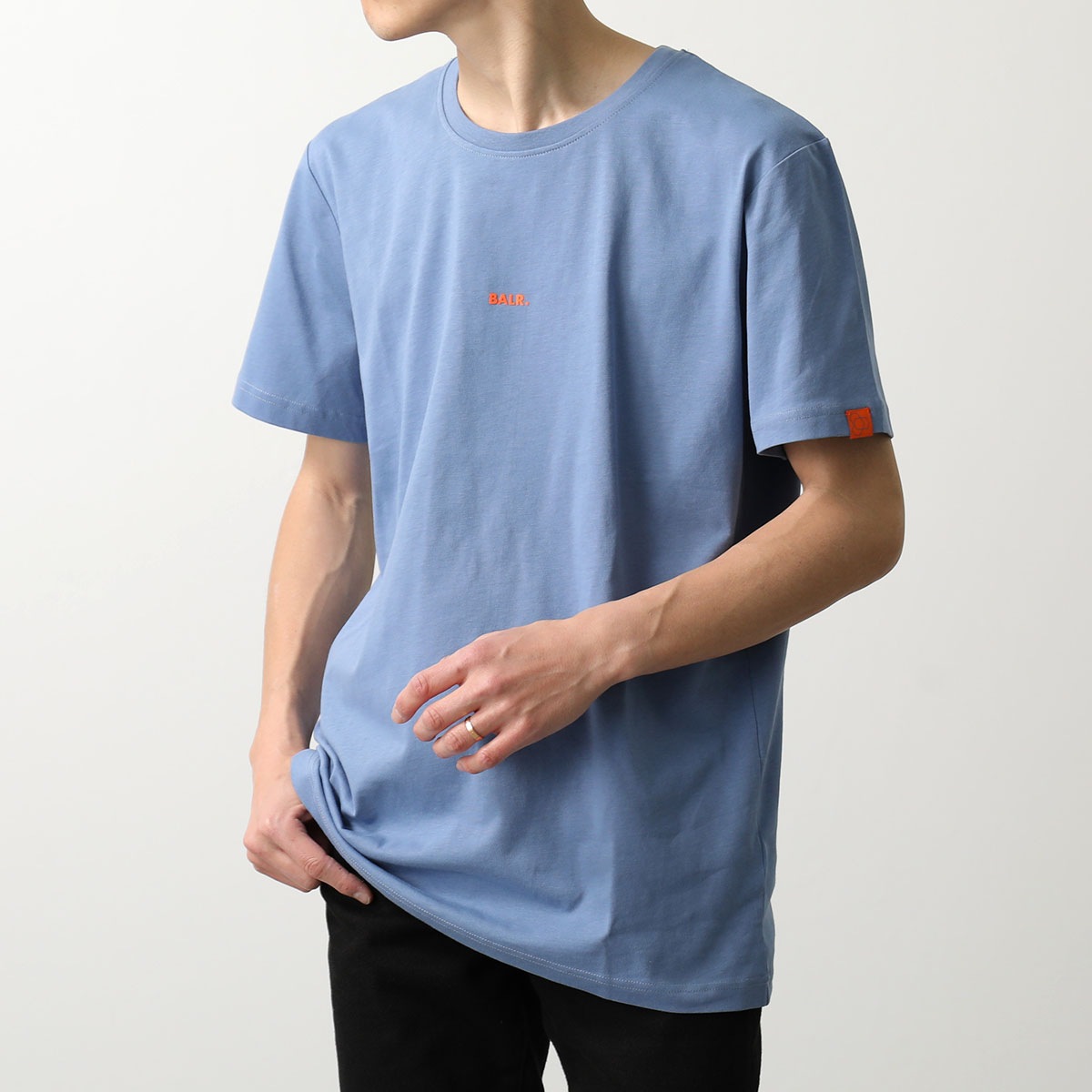 BALR. ボーラー 半袖 Tシャツ Brand Regular Fit T-Shirt B1112 1226 メンズ ラバーロゴ クルーネック コットン Coronet-Blue