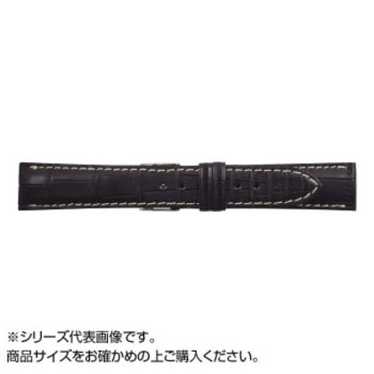 MIMOSA(ミモザ) 時計バンド クロコマット 22mm ブラック/ホワイトステッチ (美錠:銀) WRM-AW22