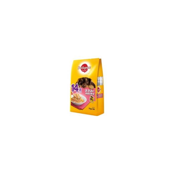 【1ケース】【お取り寄せ対象品】ペディグリー 14歳から用 ささみ&緑黄色野菜 70g×3袋[マースジャパンリミテッド ペディグリー] *48個