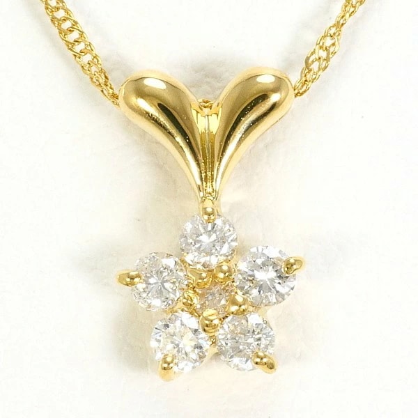 K18 18金 YG ネックレス ダイヤ 0.20 中古