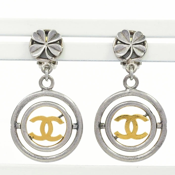 【美品】シャネル ココマーク サークル クローバーモチーフ クリップタイプ 【イヤリング】