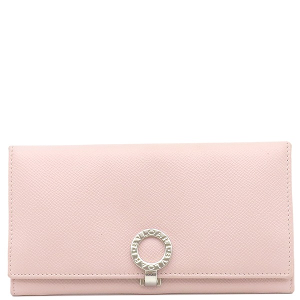 ブルガリ BVLGARI 長財布 ブルガリブルガリ グレインレザー ピンク シルバー金具 二つ折り 30413 【箱】【中古】