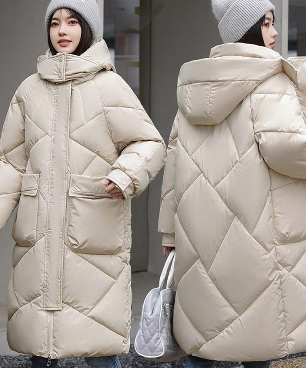 国内即納 フェイクダウンコート ロング 中綿コード 84XFYN-002