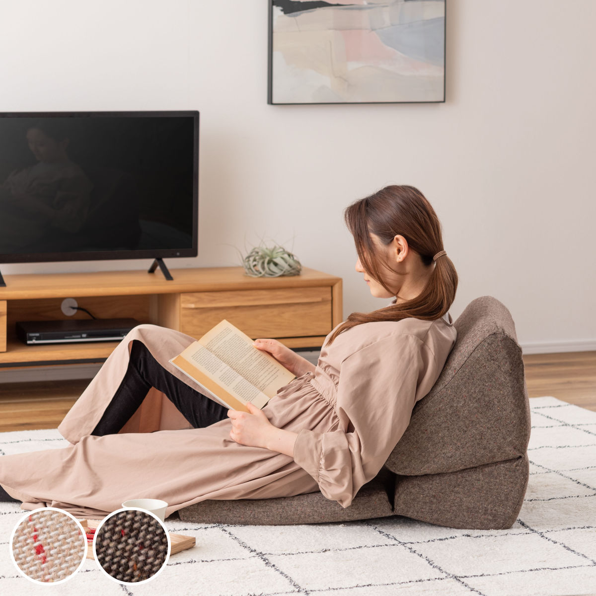 TV枕 テレビ枕 幅46cm 折り畳み 座椅子 座いす ファブリック素材 テレビまくら 枕 ピロー クッション マット ごろ寝マット お昼寝マット ごろ寝 長座布団 折りたたみ まくら お昼寝