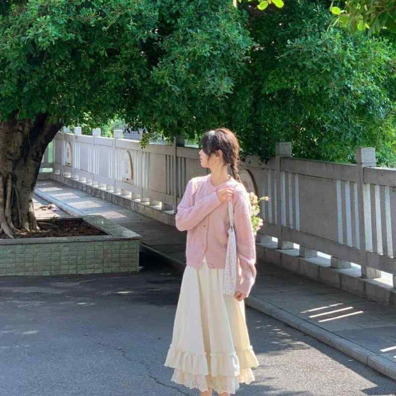 ティアードスカート ロング レディース ボトムス ガーリー マキシスカート Aライン レース 秋冬 ベージュ