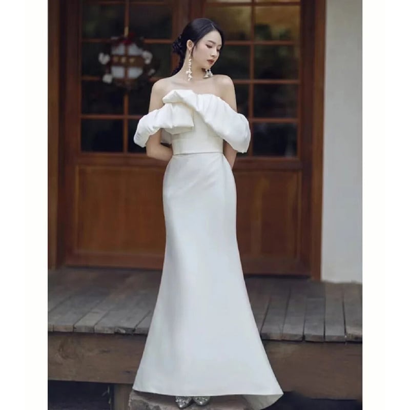 「SIAI」【無.料 2025新入荷·高.品質】【豪華でロマンチックなデザイン！】ウェディングドレス 白 イブニングドレス パーティードレス ワンピース 二次会 結婚式 成人式 演奏会 花嫁 お呼ばれ