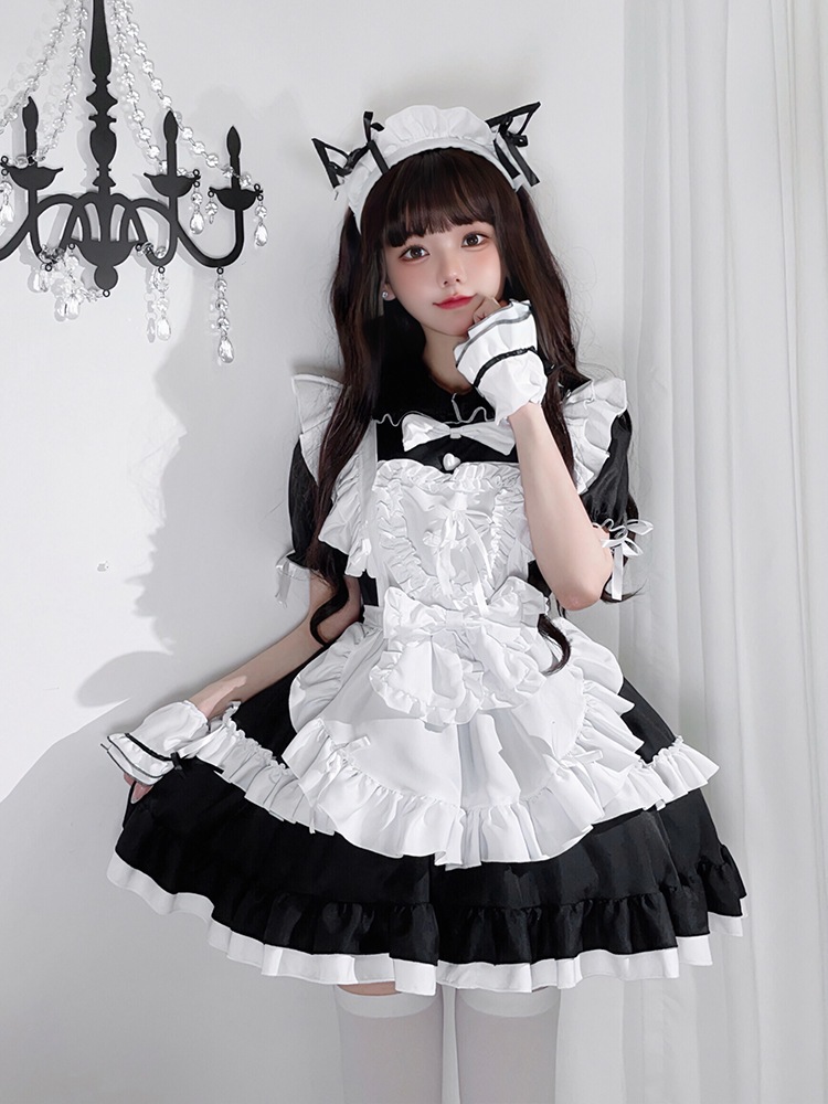 2026 メイド服 ロリータ 大きいサイズ 半袖スカート ドレスワンピース コスプレコスチューム 文化祭 レディース