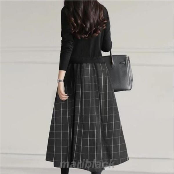 【即納】ワンピース レディース 40代 秋 冬 長袖 ロングワンピース 春 きれいめ ニットワンピース 着痩せ 体型カバー 異素材 切り替え カジュアル ゆったり お洒落