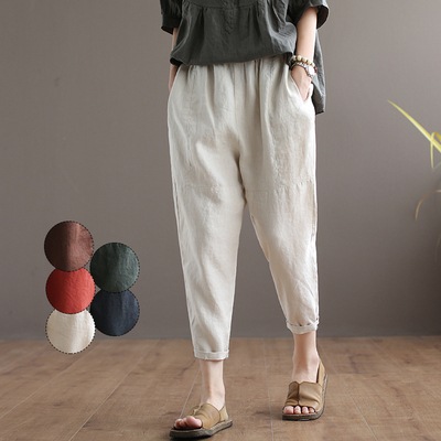 ボトムス パンツ 7分丈 ポケット ウエストゴム シンプル カジュアル 無地 春 夏 10代 20代 30代 40代 50代 60代 レディース 女性用 ママ お出かけ 休日 リゾート 旅行 海