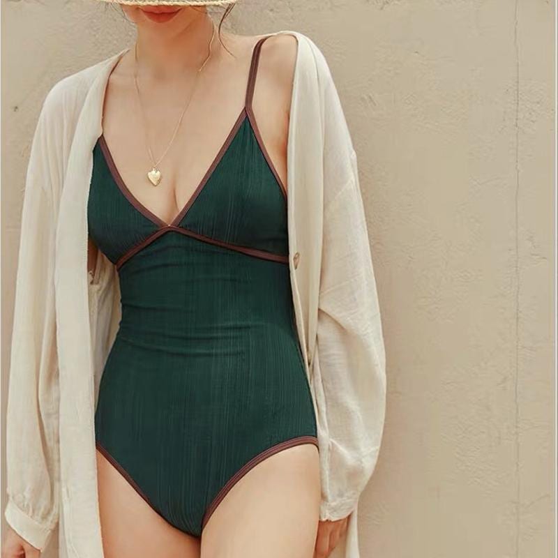 ワンピース 水着 レディース ファッション 夏 プール 海水浴 ビーチ レジャー ネイビーブルー ダークグリーン カジュアル ノースリーブ シンプル 韓国