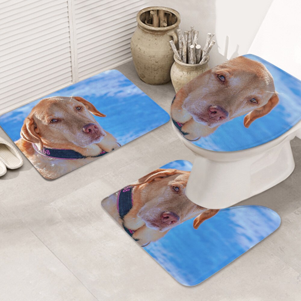 3ピースバスラグセット dog-snow-portrait-pet-fur-animal お手入れが簡単 ノンスリップ 耐久性