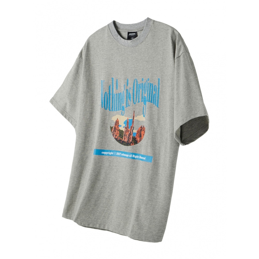 URBANAGE マウンテンナッシングイズオリジナルオーバーショートスリーブグレー