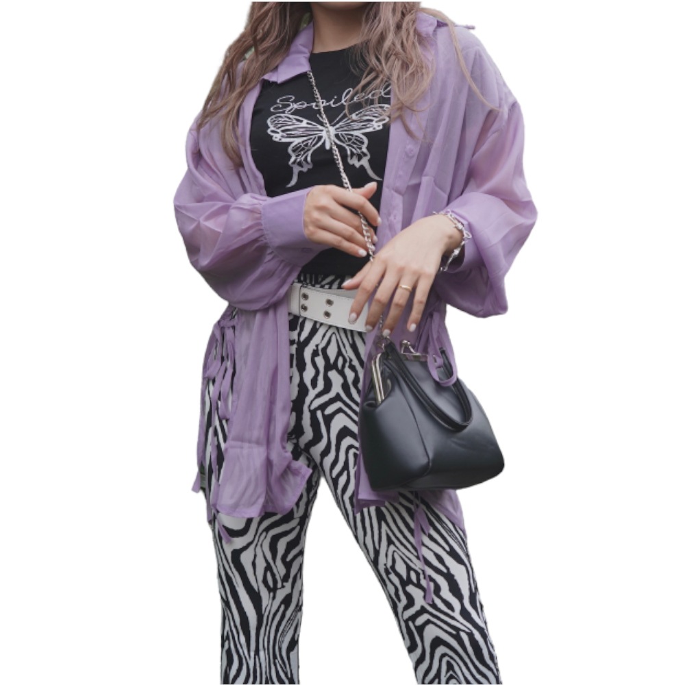 Oversized See-through Shirts (lilac purple） A,D,G レディース トップス