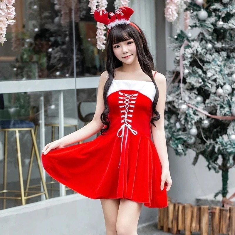 25大人気祝日おめでとうサンタコスプレ女性可愛いサンタコス仮装サンタクロース衣装コスムレディース