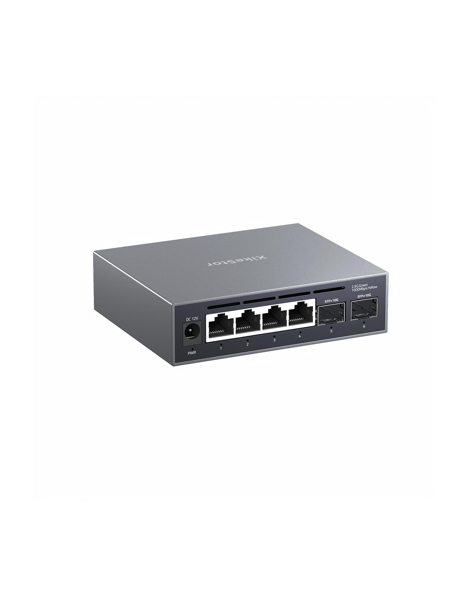 XikeStor 6ポートWEB管理スイッチ (4×2.5G 2×10G SFP )搭載 全新2.5gbps スイッチングハブアルミニウム合金製ケース 放熱性能 ファンレスで静音 小型で洗練されたデザ