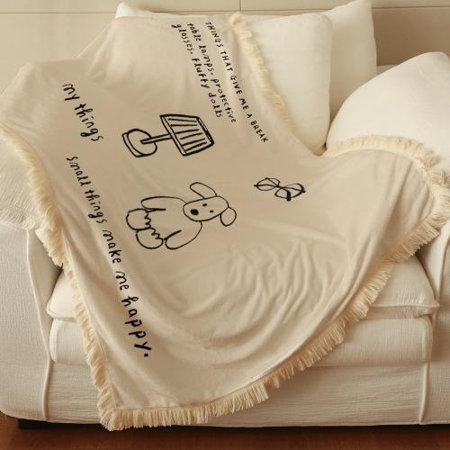 両面5mmマイクロファイバーブランケット 毛布 四季適用 なめらかで心地よい肌触り 洗える タッセル(100X150) slowmind 「my things」