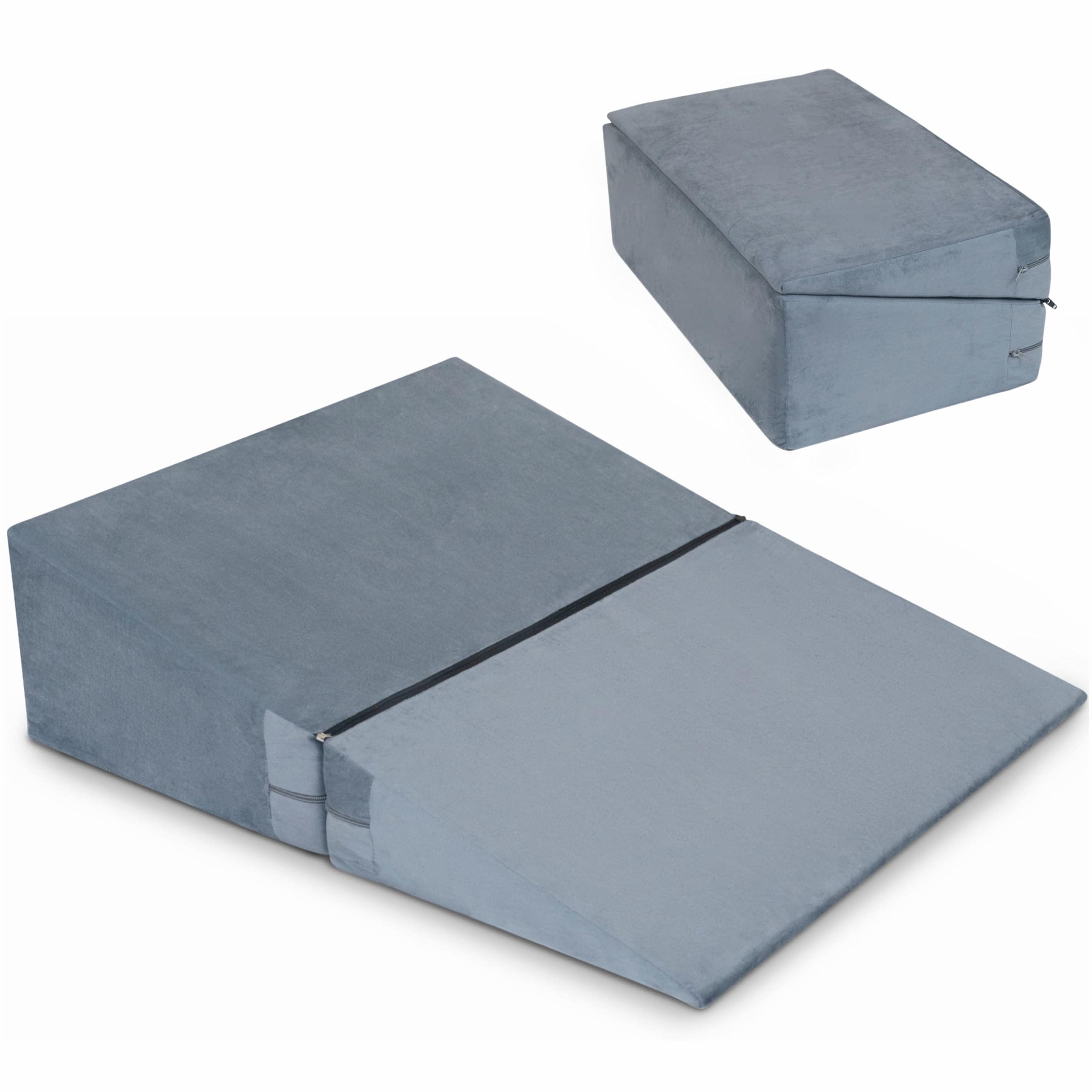 kyako 三角クッション 高反発 ベッド 背もたれ クッション 三角枕 テレビ枕 ベッド背もたれ 傾斜マット 傾斜まくら 傾斜枕 足上げ カバー洗濯可能 体圧分散 就寝用 軽量 固め (ブルー)