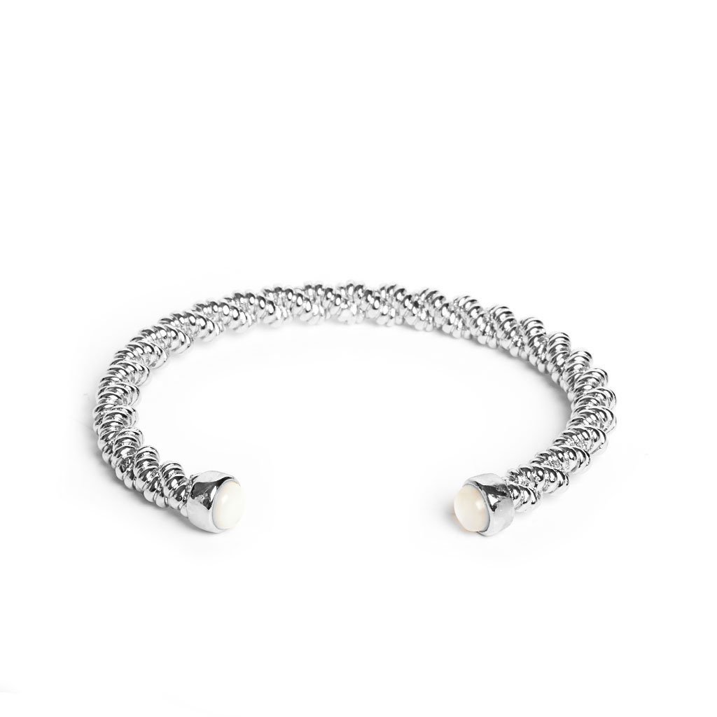 マザーオブパール シルバーバングルブレスレット 幸運のお守り