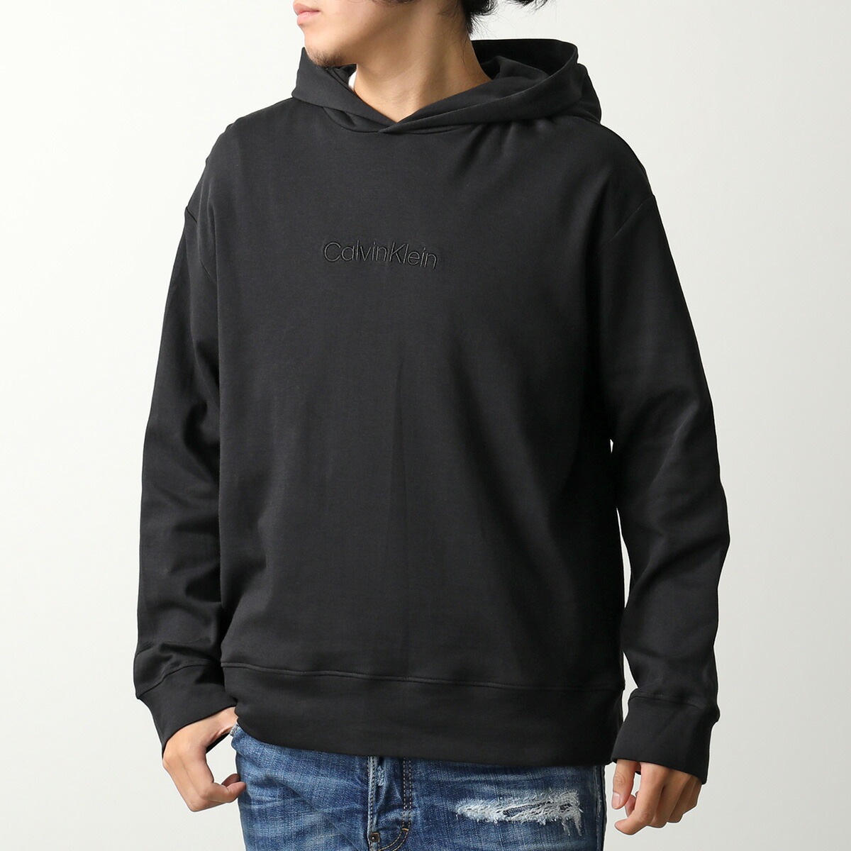 Calvin Klein カルバンクライン パーカー 000NM2710E メンズ プルオーバー 長袖 ロゴ刺繍 カットソー UBI/BLACK