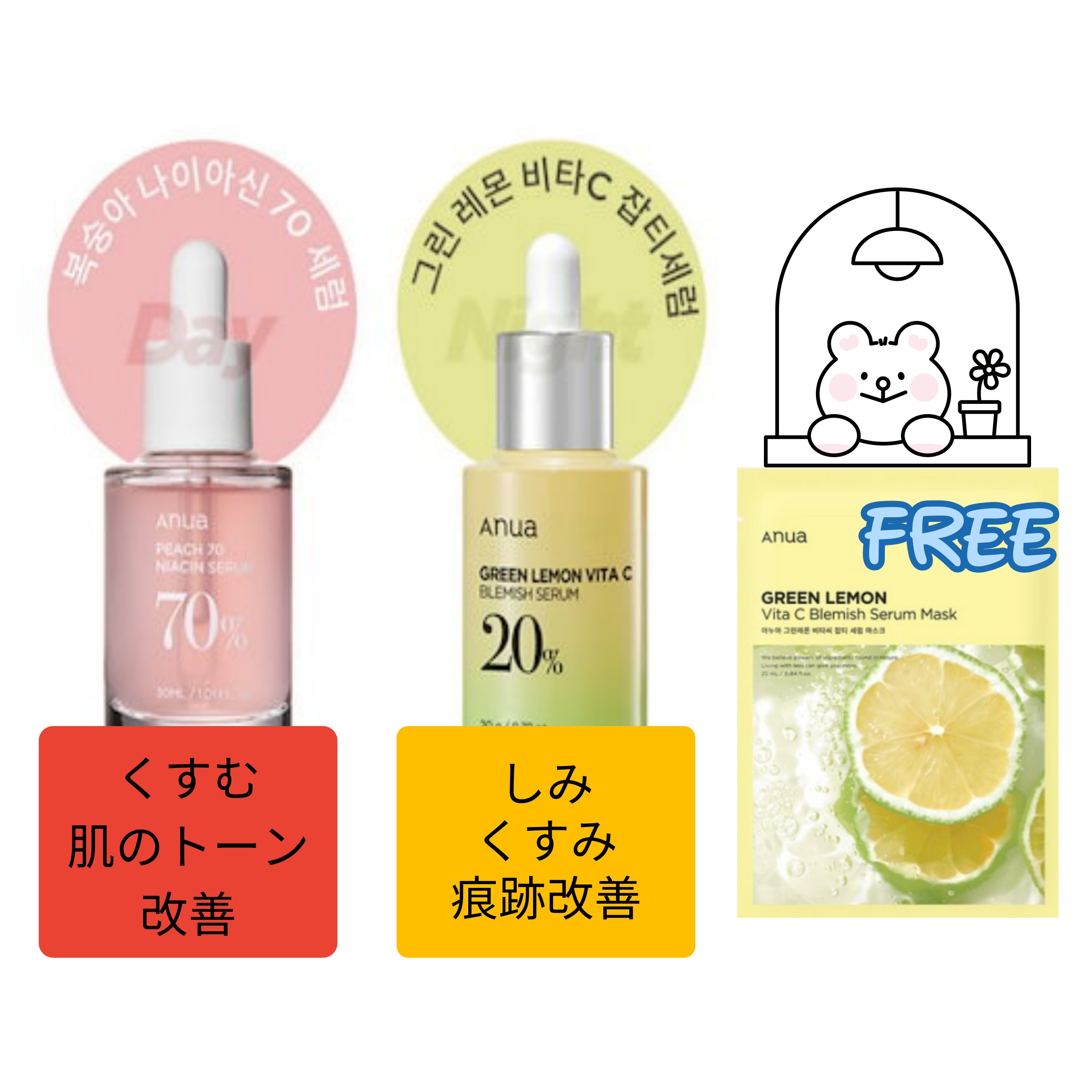【BEST】モモナイアシン セラム (30ml)+グリーンレモン ビタC セラム (30ml) 美容液 2種セット 8,650円