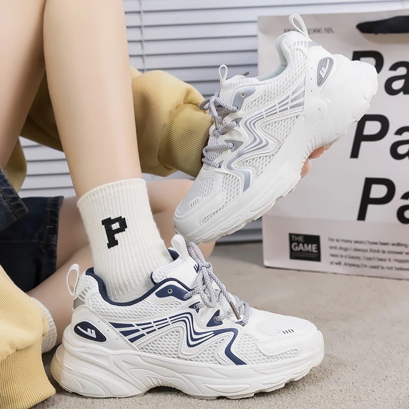 上品厚底スニーカー春夏百掛け学生カジュアル レースアップシューズ