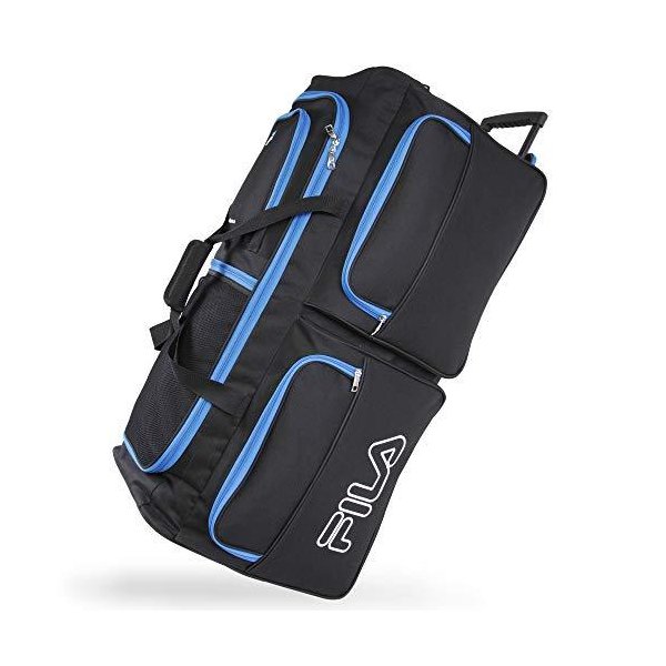 Fila 7-Pocket Large Rolling Duffel Bag， Black/Blue， One Size 並行輸入品