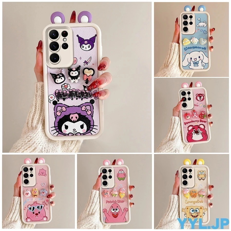 galaxy s25 ultra ケース キャラクター s24 ultra s23 ultra s23fe 携帯ストラップ付 落下防止 韓国かわいい A34 A35 A53 A54 A55 ケー433