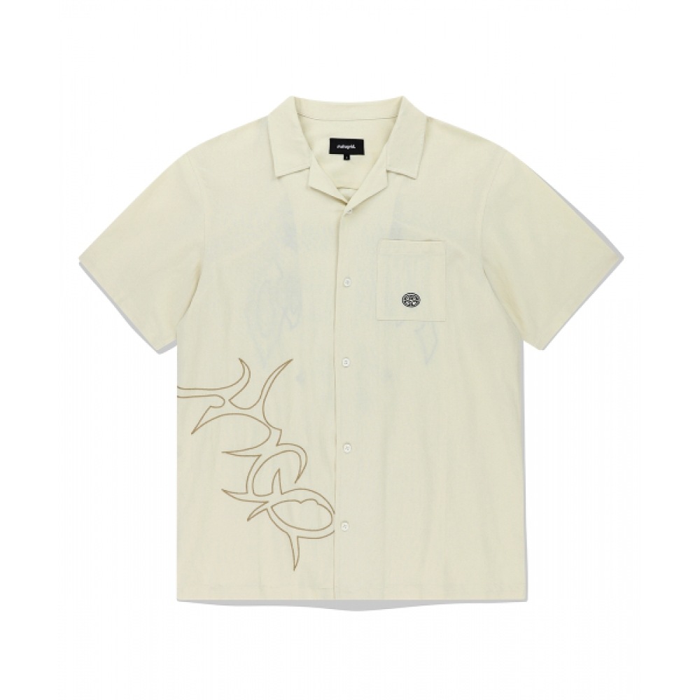 マハグリッドマルチロゴリネンハーフシャツアイボリー (MG2EMMW361A)