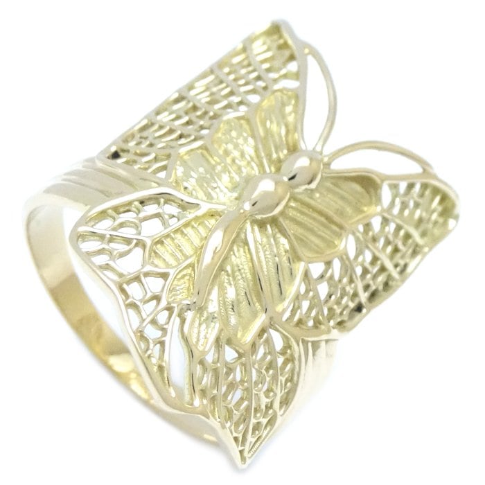 バタフライモチーフ リング 指輪 11号 蝶々 K18YG イエローゴールド /65025【中古】