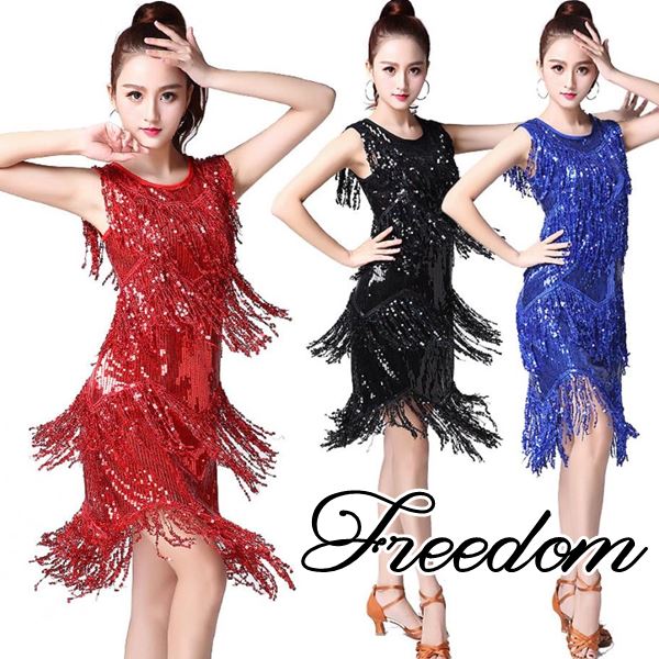 ステージ ダンス 衣装 アイドル ラテン 社交ダンス イベント コスプレ コスチューム セクシー 制服 パーティー ハロウィン 舞台 演出 インスタ 撮影 キラキラと光り輝く！スパンコール＆フリンジ