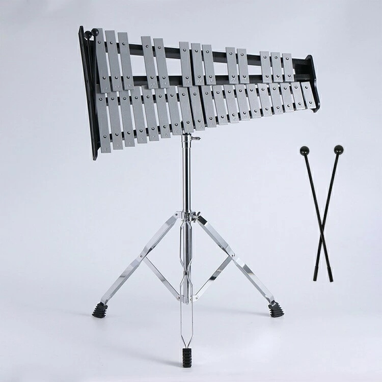 32音 鉄琴 グロッケン 音楽打楽器 グロッケンシュピール オルフ楽器 卓上鉄琴 スタンド 折りたたみスタンド ポータブル 収納ケース付き 演奏 高さ調節可能 学芸会 発表会 音楽会