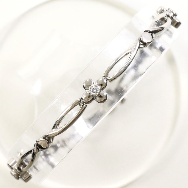 K18 18金 WG ホワイトゴールド ブレスレット ダイヤ カード鑑別書 ジュエリー 中古