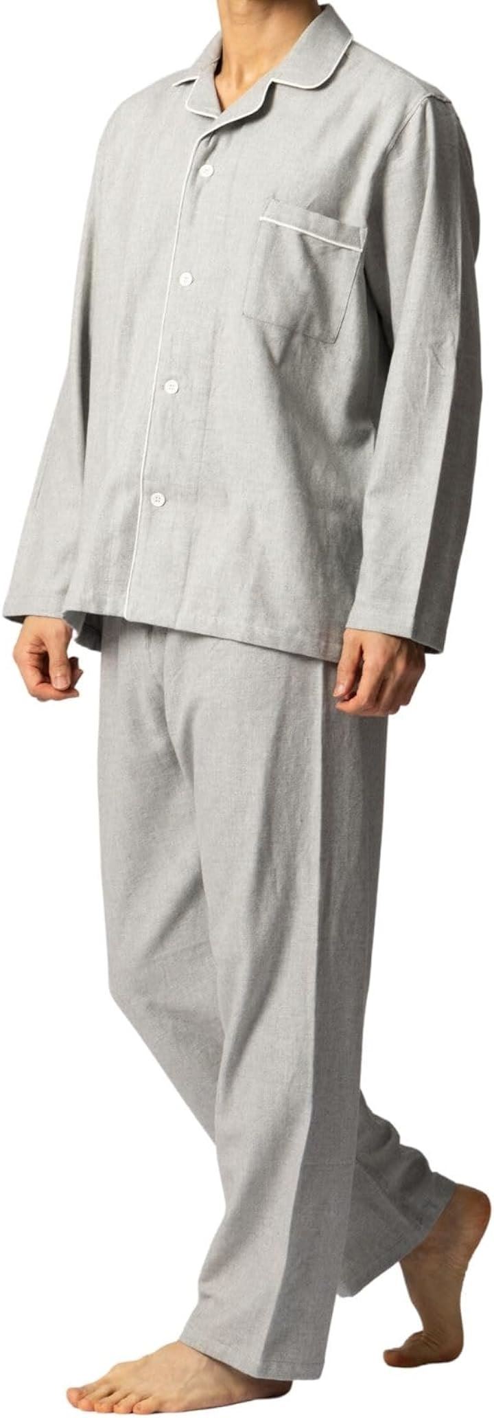 パジャマ メンズ長袖 コットンフランネル 前開き 寝巻き パジャマセット 上下セット メンズパジャマ パジャマメンズ おしゃれ かっこいい シンプル 無地 部屋着( グレー, M) 4,674円