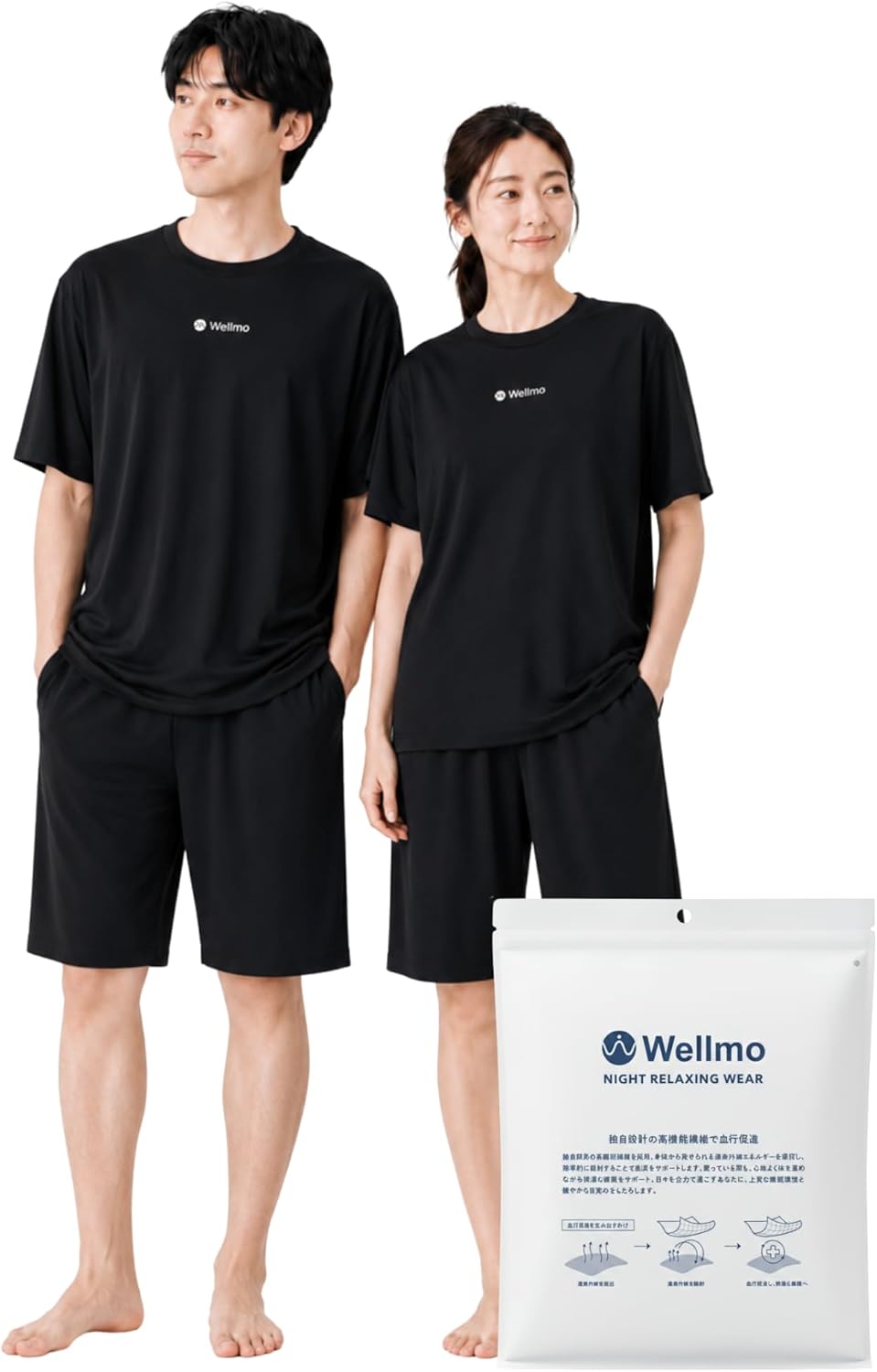 [Wellmo] リカバリーウェア 夏 半袖 上下セット 血行促進/なめらかな肌触り 父の日 ギフト 遠赤外線 パジャマ ルームウェア メンズ レディース スクラブ 男女兼用