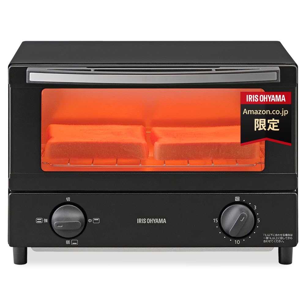 アイリスオーヤマ トースター オーブントースター 2枚焼き 温度調節3段階 トレー付 1000W ZOT-012-B ブラック 【ネット限定】