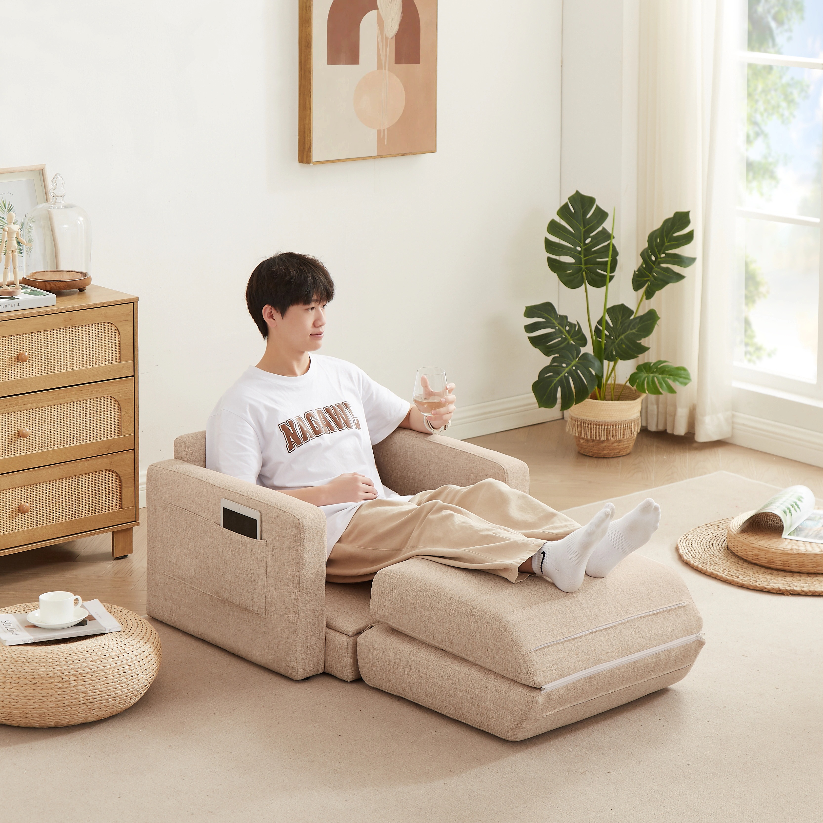 401ソファーベッド 折りたたみベッド ローソファー シングルソファーベッド 座面開閉式 ソファーけ コンパクトソファーベッド フロアソファ