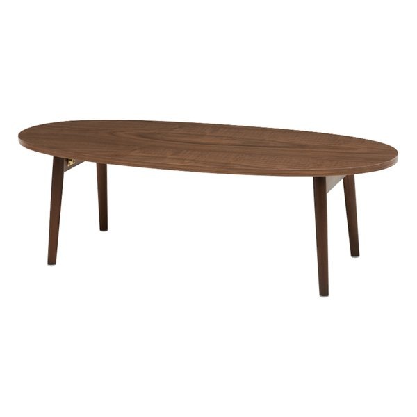 折れ脚丸テーブル 楕円 丸型 シンプル 天然木 ブラウン 幅110奥行48高さ35cm